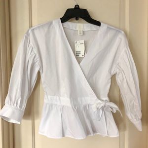 H&M white wrap top
